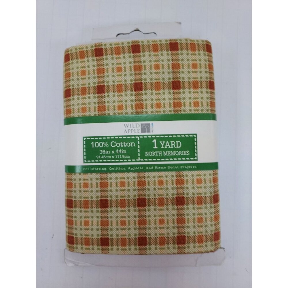 Fabric 100% Cotton Brown/Tan/Rust Plaid 44/45" Wide 1 Yd Wild Apple